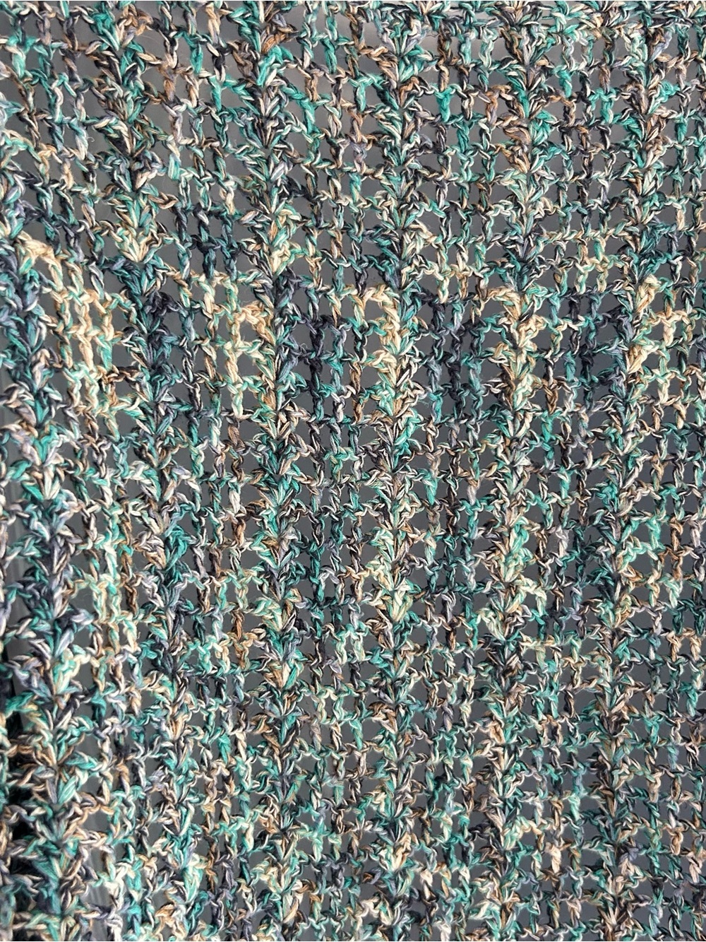 Lightweight Crocheted Button-Front Cardigan in Teal Multi - Picture 5 of 6
